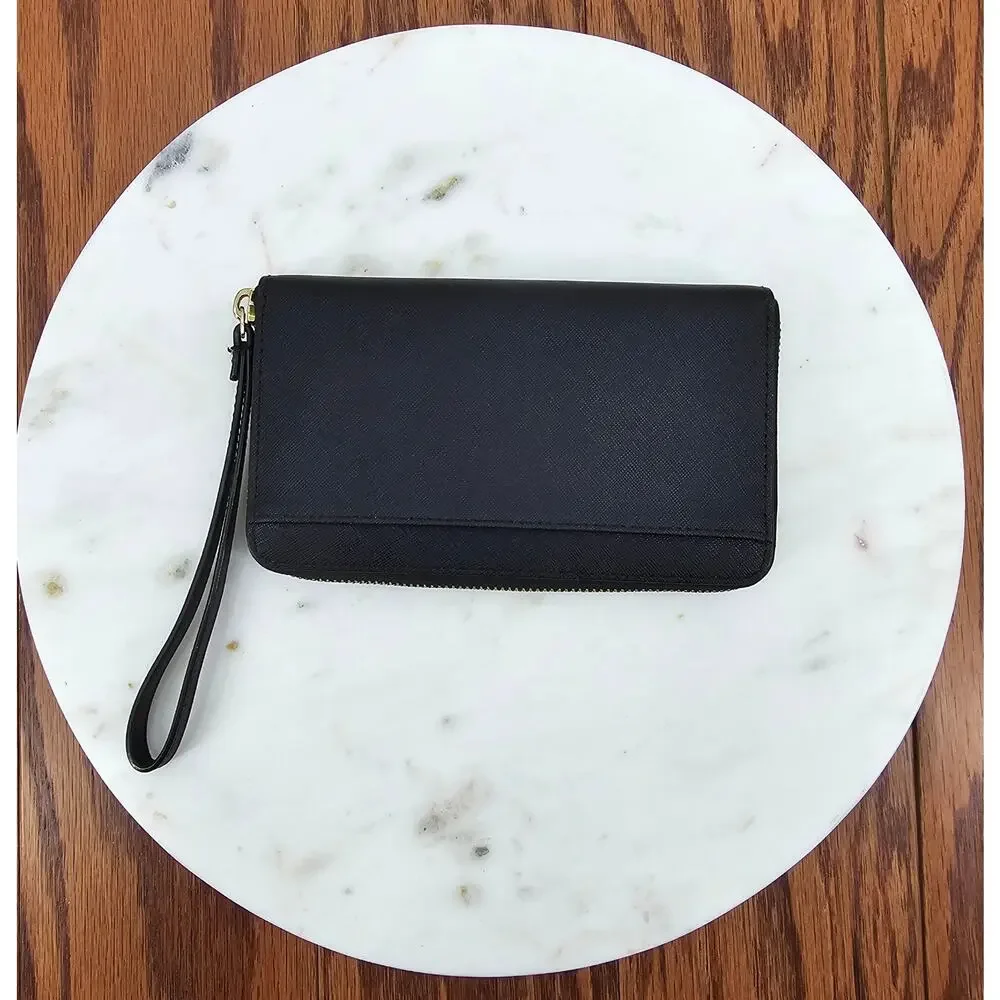 Kate Spade‎ New York Cameron Black Saffiano Leather Zip Around Wallet Wristlet